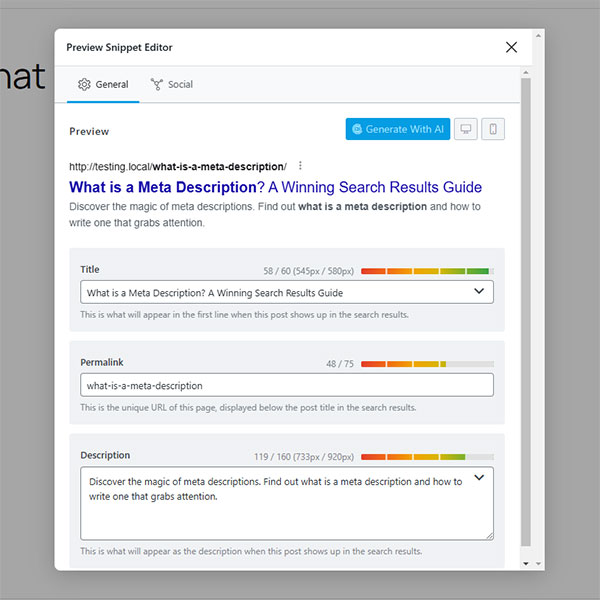how to add meta description in wordpress rank math