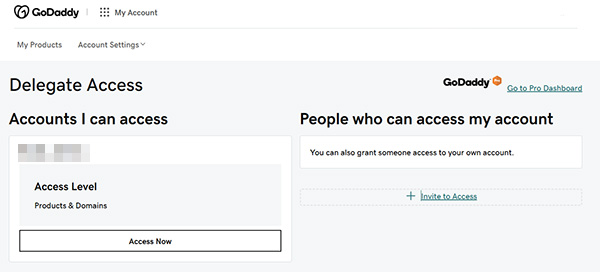 how to delegate access godaddy invite